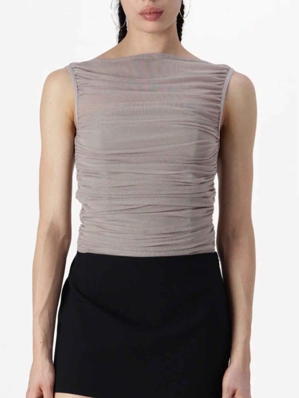 EUC Abercrombie & Fitch Taupe Ruched Sleeveless Tank Top